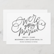 Black We're getting married Simple Calligraphy Save The Date