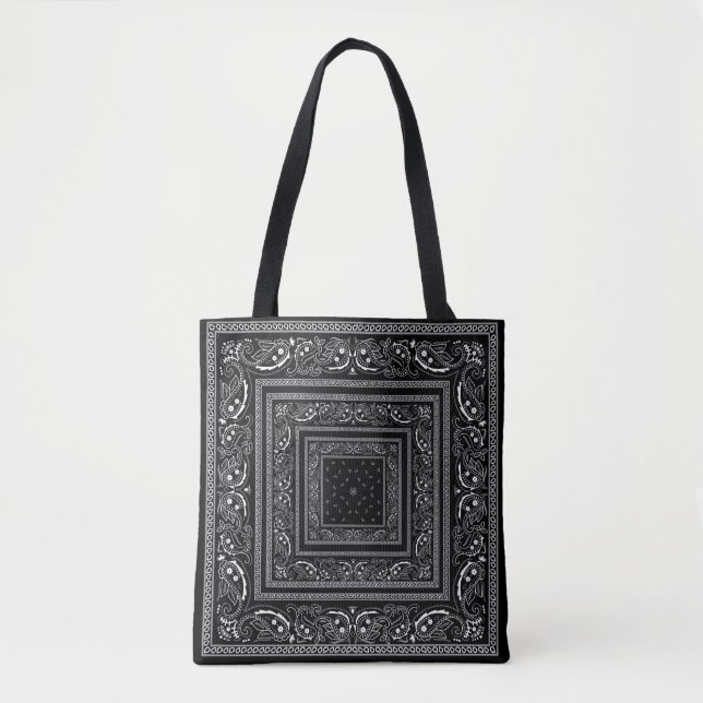 Black Western Bandana Tote Bag (Front)