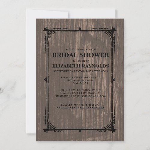 Black Western Barn Wood Bridal Shower Invitations