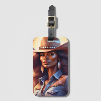 Black Western Cowgirl Denim Luggage Tag