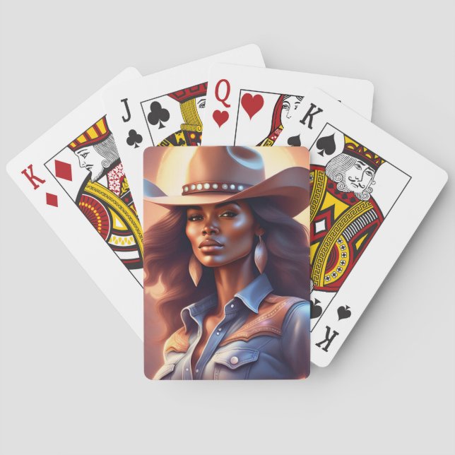 Black Western Cowgirl Denim Poker Cards (Back)