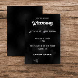 Black Western Goth Wedding Invitation Flat Card