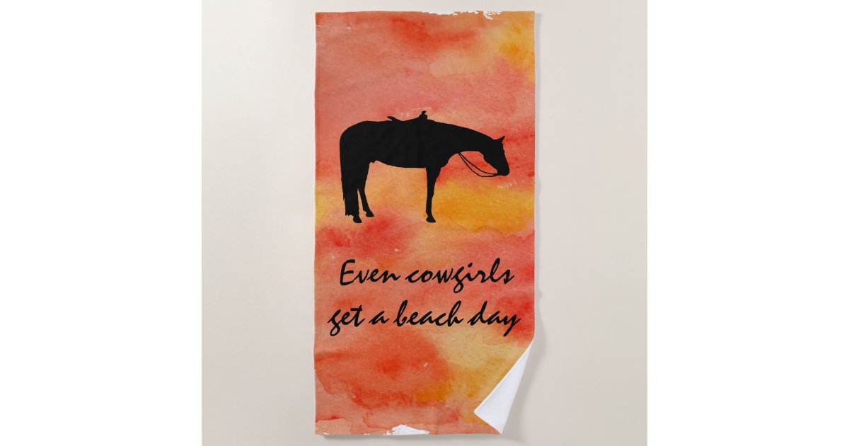 Black Western Horse Silhouette On Watercolor Beach Towel Zazzle