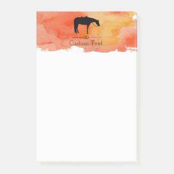 Black Western Horse Silhouette On Watercolor Post-it Notes by PandaCatGallery at Zazzle