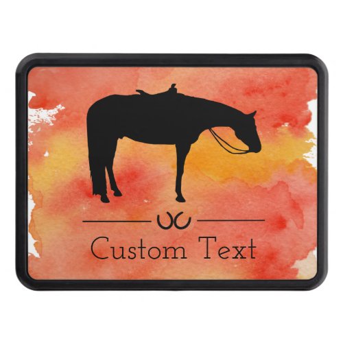 Black Western Horse Silhouette on Watercolor Tow Hitch Cover