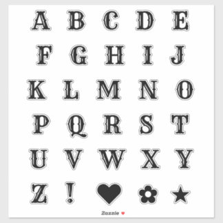Black Western Theme Letters Alphabet Monogram  Sticker