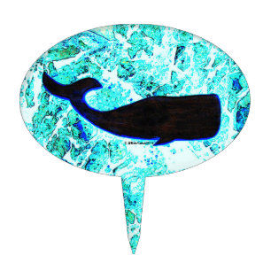 black whale blue cake topper