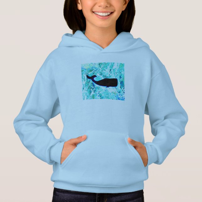 black whale blue hoodie (Front)