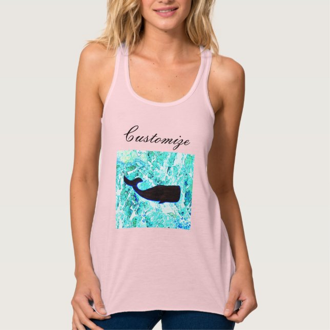 black whale on blue sea Thunder_Cove  Tank Top (Front)