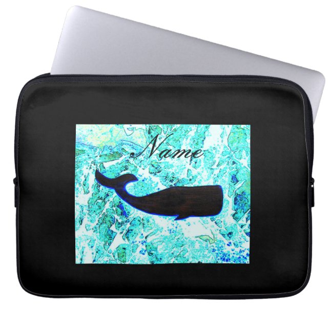 black whale on blue Thunder_Cove Laptop Sleeve (Front)