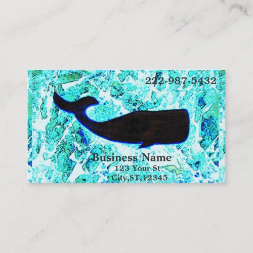 black whale swimming business card