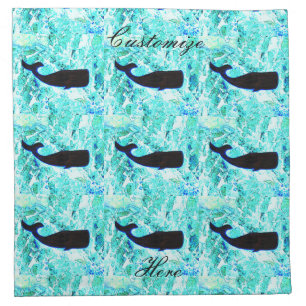 black whales blue napkin