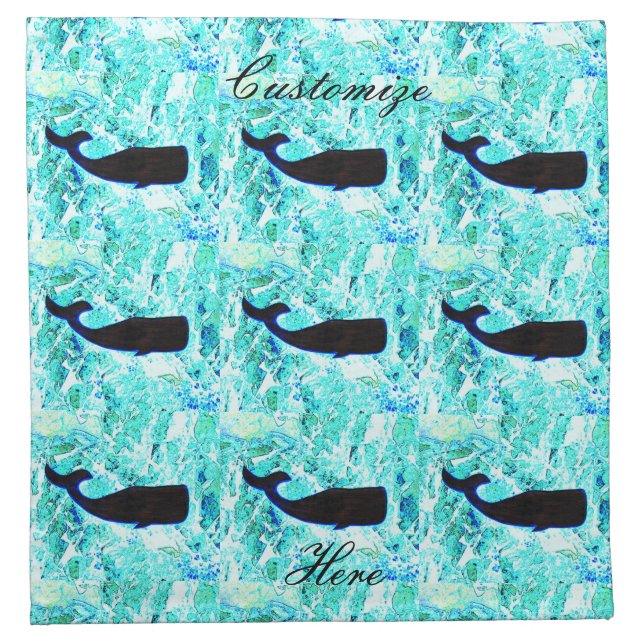 black whales blue napkin (Front)