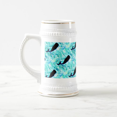 black whales blue Thunder_Cove Beer Stein
