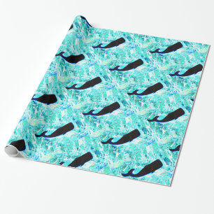 black whales blue Thunder_Cove Wrapping Paper