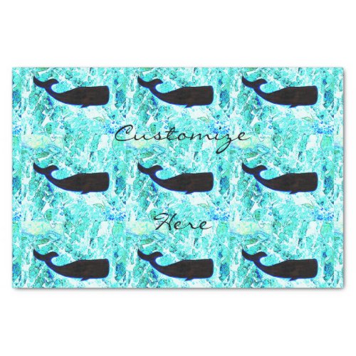 black whales Thunder_Cove blue Tissue Paper