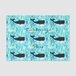 black whales Thunder_Cove blue Tissue Paper