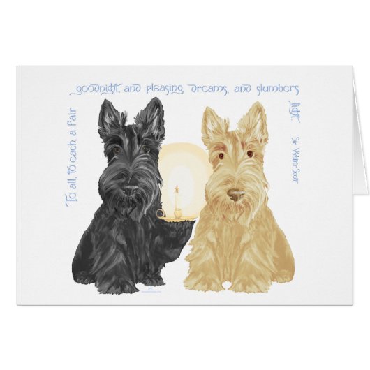 Black & Wheaten Goodnight Scotties Cards (Front Horizontal)