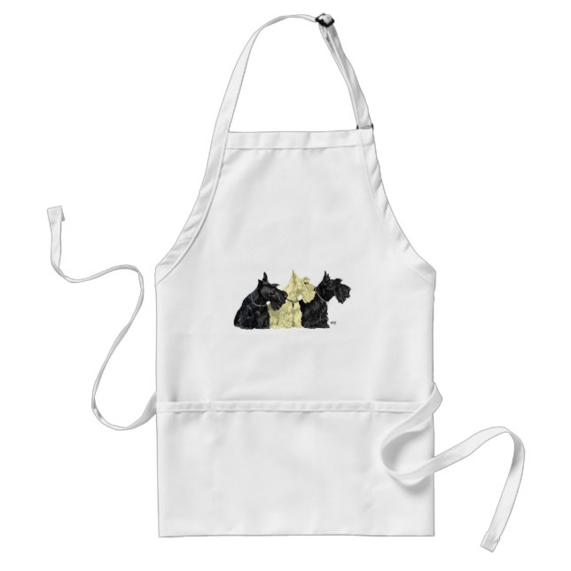 Black & Wheaten Scottish Terriers Adult Apron (Front)