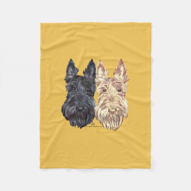 Black & Wheaten Scottish Terriers Fleece Blanket (Front)