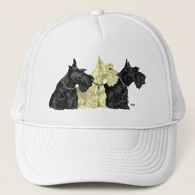 Black & Wheaten Scottish Terriers Trucker Hat (Front)