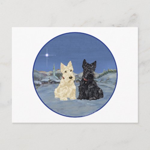 Black  Wheaten Scottish Terriers Winter Postcard