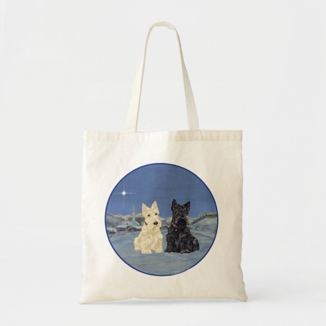 Black & Wheaten Scottish Terriers Winter Tote Bag (Front)