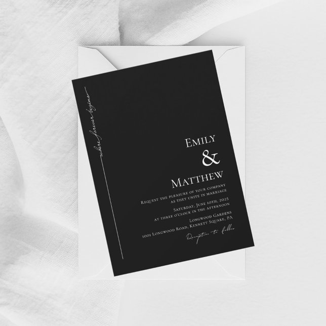 Black Where Forever Begins Wedding Invitation (Creator Uploaded)