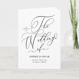 Black Whimsical Calligraphy Wedding Program