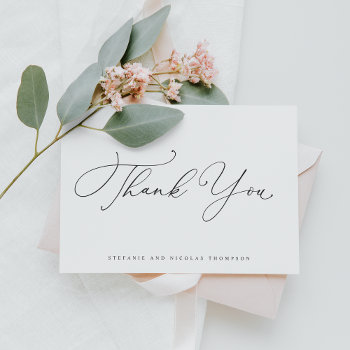 Black Whimsical Calligraphy Wedding Thank You Postcard by misstallulah at Zazzle