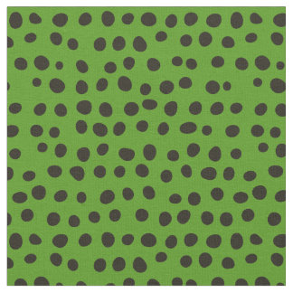 Black Whimsical Dots on Green Fabric