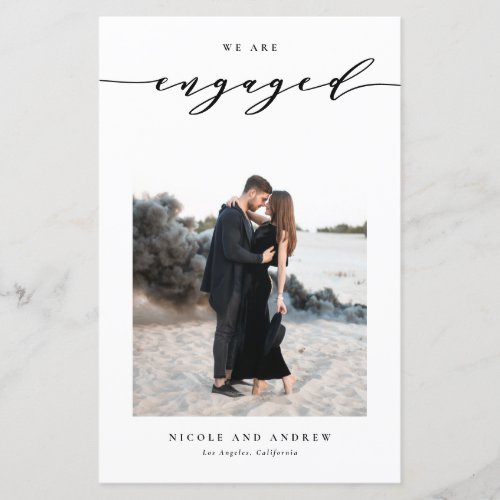 Black Whimsical Script Engagement Announcement