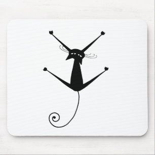 Black Whimsy Kitty 10 Mouse Pad