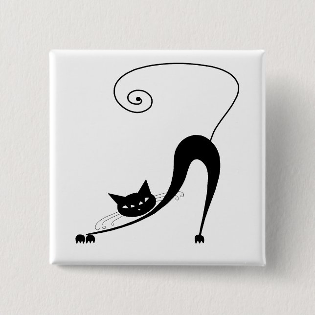 Black Whimsy Kitty 2 Button (Front)