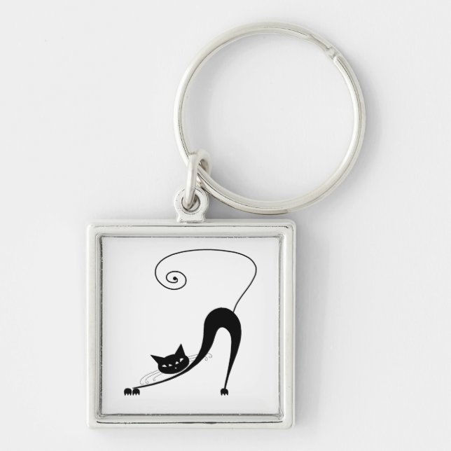 Black Whimsy Kitty 2 Keychain (Front)