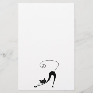 Black Whimsy Kitty 2 Stationery
