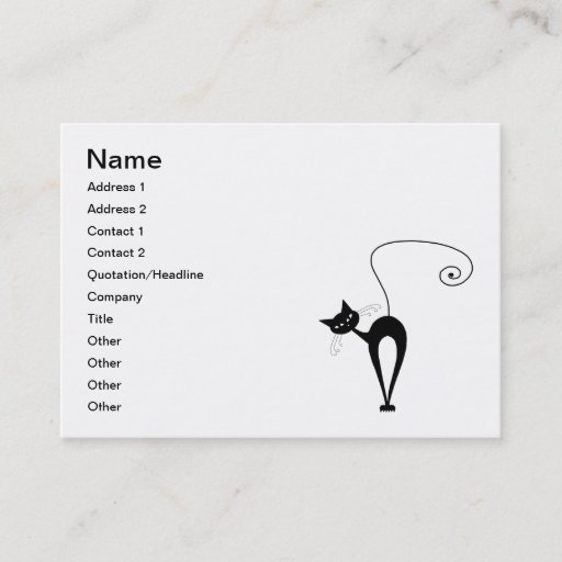 Customizable Black Whimsy Kitty 3 Business Card