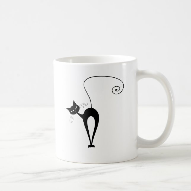 Black Whimsy Kitty 3 Coffee Mug (Right)