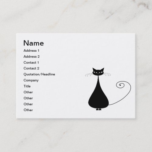 Black Whimsy Kitty 4 Business Card Template