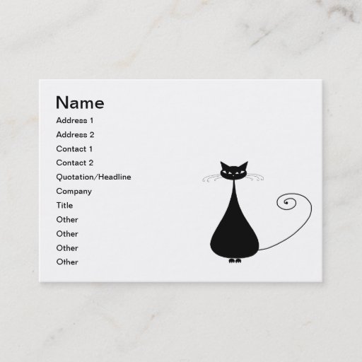 Customizable Black Whimsy Kitty 4 Business Card Template