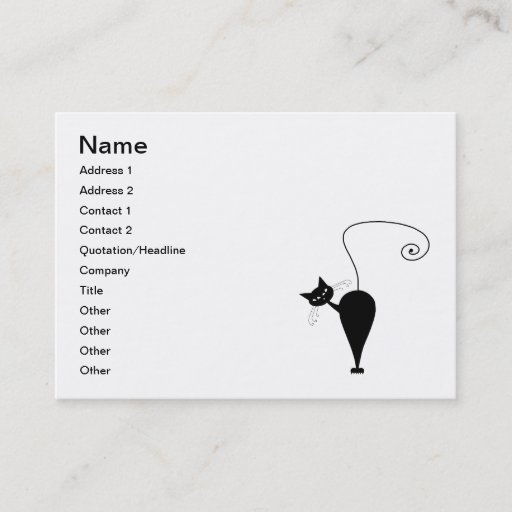 Customizable Black Whimsy Kitty 5 Business Card