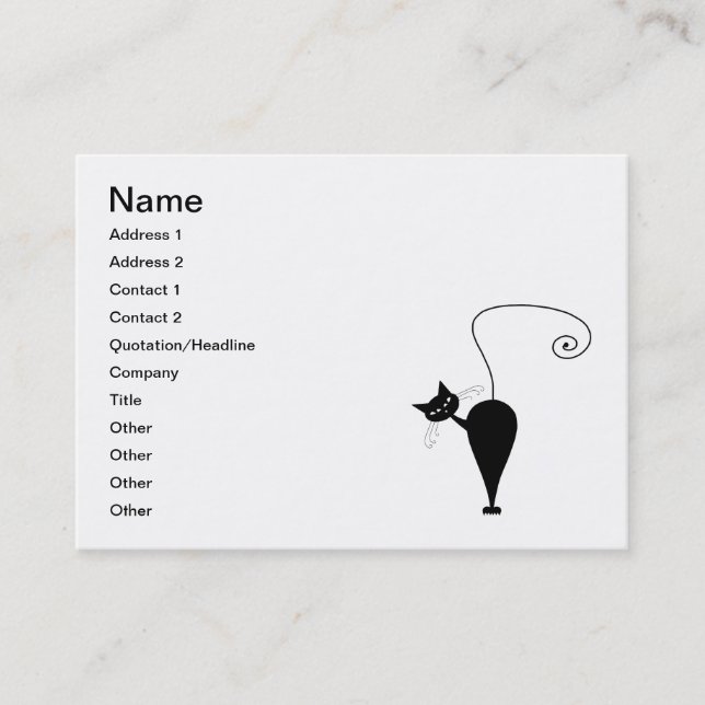 Black Whimsy Kitty 5 Business Card (Front)