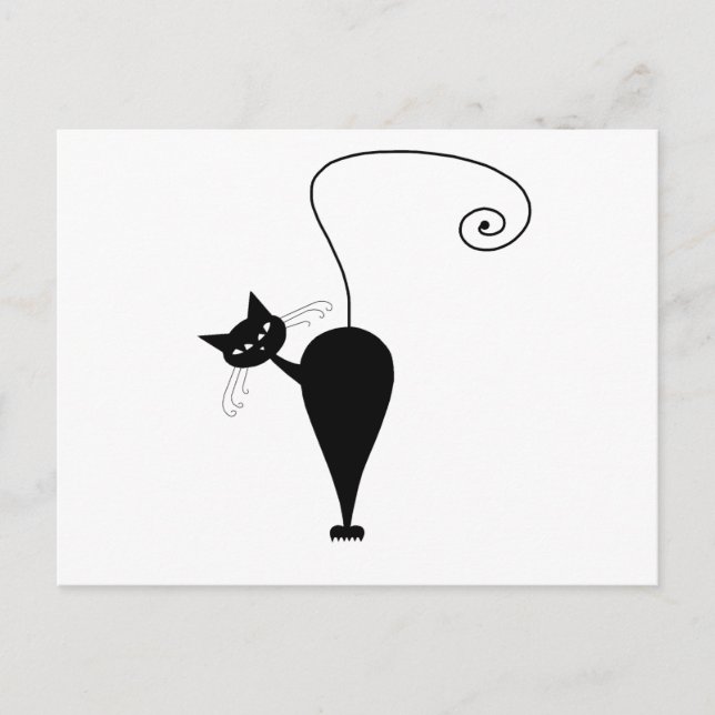 Black Whimsy Kitty 5 Postcard (Front)