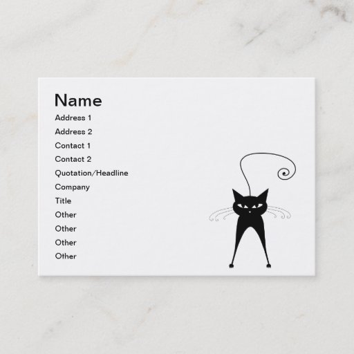 Customizable Black Whimsy Kitty 6 Business Card Templates