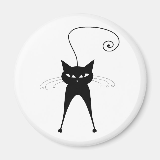 Black Whimsy Kitty 6 Magnet (Front)