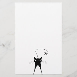 Black Whimsy Kitty 6 Stationery