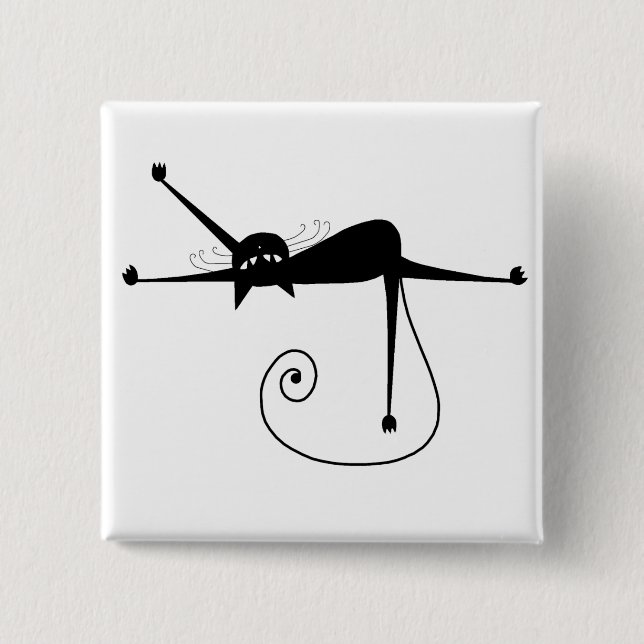 Black Whimsy Kitty 7 Button (Front)