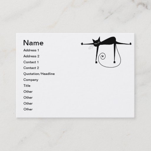 Customizable Black Whimsy Kitty 8 Business Card Templates
