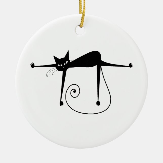 Black Whimsy Kitty 8 Ceramic Ornament (Front)