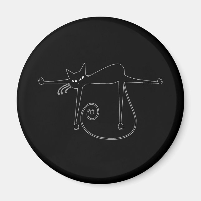 Black Whimsy Kitty 8 Magnet (Front)